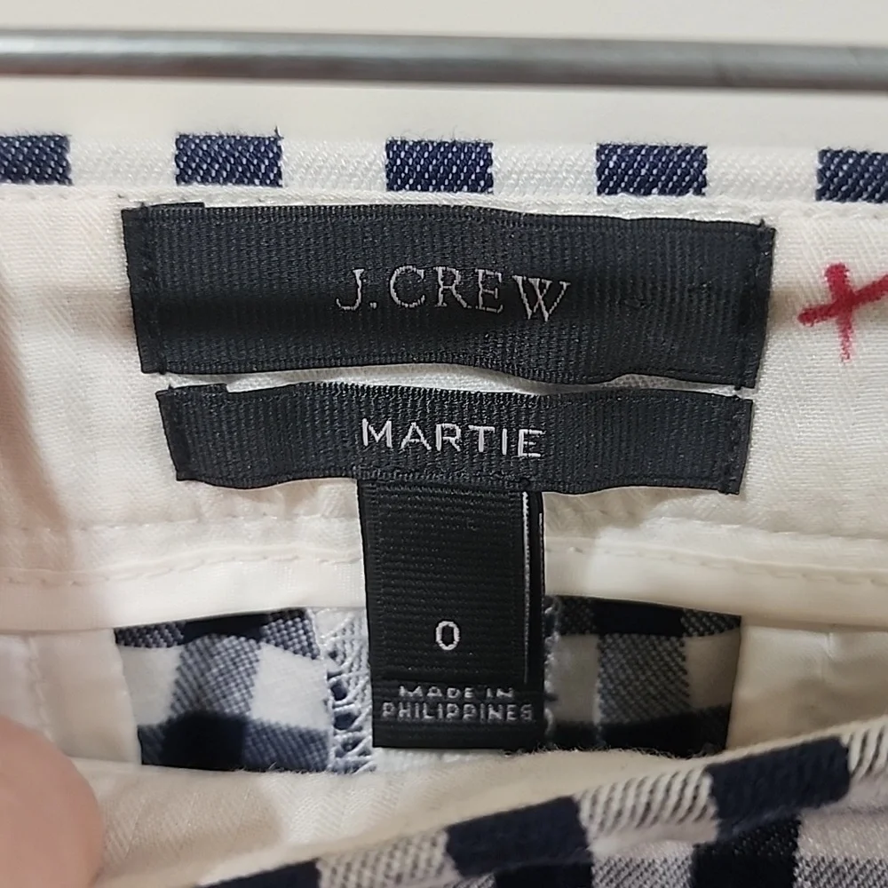 J Crew Womens Mattie Pants Size 0 Gingham Plaid Crop Cotton Blend